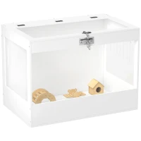 PawHut Hamster Cage with Openable Top & Lock, Hut, Transparent Acrylic Panels, Accessories, for Dwarf Hamster Gerbil, White(m-12)