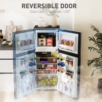 HOMCOM Small Fridge with Freezer, 4 Cu Ft Refrigerator with Reversible Doors, Black(m-6)
