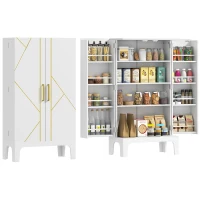 HOMCOM 44" Storage Cabinet, 2-Door Kitchen Pantry Cabinet with 4-tier Shelving, 8 Spice Racks and Adjustable Shelves(m-12)