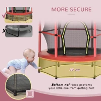 Outsunny Φ5FT Kids Trampoline with Enclosure Net for Age 3 to 6 Years Red(m-8)