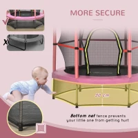 Outsunny 55" Kids Trampoline with Enclosure Net for Indoor/Outdoor, Trampoline for Boys and Girls Age 3-6 Years, Pink(m-9)