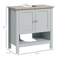 kleankin Pedestal Sink Storage Cabinet, Under Sink Cabinet, Bathroom Vanity Cabinet with Adjustable Shelf and Open Bottom Shelf, Gray(m-3)
