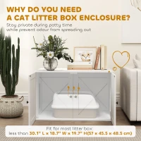 PawHut Cat Litter Box Enclosure with Double Doors, Handles, Fit Most of Cat and Litter Box, 31.5" x 21" x 20", White(m-5)