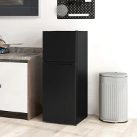 HOMCOM Small Fridge with Freezer, 4 Cu Ft Refrigerator with Reversible Doors, Black(m-10)