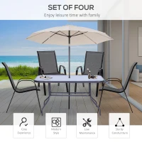 Outsunny 4-Piece Outdoor Dining Chair for Relaxing on Patio Balcony Garden, Comfortable Outdoor Furniture with Armrests, Black(m-4)