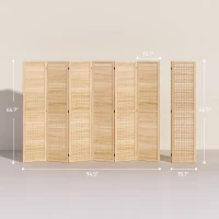 HOMCOM 6 Panel Room Divider w/ Hook Holes, Folding Privacy Screen, Natural(m-3)