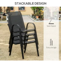 Outsunny 4-Piece Outdoor Dining Chair for Relaxing on Patio Balcony Garden, Comfortable Outdoor Furniture with Armrests, Black(m-5)
