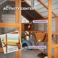 PawHut Outdoor Cat Enclosure Wooden Feral Cat House w/ Weatherproof Canopy, Bridges, Resting Boxes, Platforms, for 3-6 Cats(m-5)