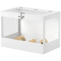 PawHut Hamster Cage with Openable Top & Lock, Hut, Transparent Acrylic Panels, Accessories, for Dwarf Hamster Gerbil, White(m-1)