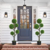 HOMCOM 43.3" Artificial Ball Cypress Topiary Tree, Fake Plant in Pot for Indoor Outdoor Living Room Green(m-10)