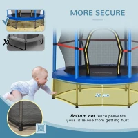 Outsunny 55" Kids Trampoline with Enclosure Net for Indoor/Outdoor, Trampoline for Boys and Girls Age 3-6 Years, Blue(m-9)