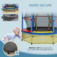 Outsunny 55" Kids Trampoline with Enclosure Net for Indoor/Outdoor, Trampoline for Boys and Girls Age 3-6 Years, Multi-Coloured(m-8)