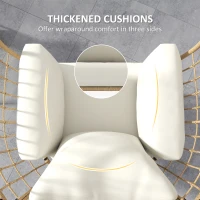 Outsunny Oversized Rocking Chair, Indoor Outdoor Egg Chair w/ Thickened Cushions, Wicker Patio Lounger for Porch, Balcony, Beige(m-6)