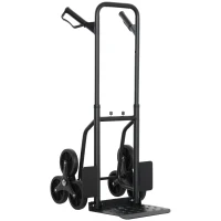 DURHAND 6-Wheels Stair Climber Trolley Cart, Hand Truck and Dolly, Foldable Steel Load Cart, 264lbs Capacity, Black(m-11)
