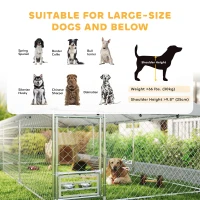PawHut Outdoor Dog Run w/ Adjustable & Rotating Bowls, Waterproof UV-Resistant Cover, Secure Lock, 19.7' x 7.5' x 5.2'(m-10)