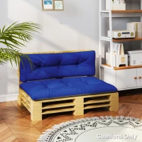 Outsunny 2 Seater Pallet Cushions Outdoor 3.9" Thick Replacement Cushions - Tufted Design for Garden, Patio, Navy Blue(m-8)