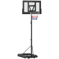 Soozier Basketball Hoop Outdoor, 7.5-10ft Portable Basketball Goal with Wheels and 43" Backboard, for Teenagers Youth Adults(m-11)