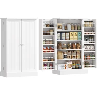 HOMCOM Freestanding Kitchen Pantry Storage Cabinet Kitchen Cabinet with 5-Tier Shelf 12 Spice Racks Adjustable Shelves White(m-11)