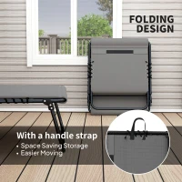 Outsunny Folding Chaise Lounge Chair Set of 2, Reclining Outdoor Lounge Chair Set with Quick Drying Pad Headrest Side Pocket, Tanning Chair Set for Beach Garden Pool, Light Grey(m-5)