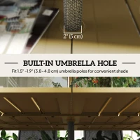 Outsunny 59" Outdoor Patio Table with Umbrella Hole, Outdoor Dining Table with Slatted Tabletop for Backyard Garden, Brown(m-5)