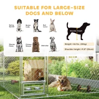 PawHut Outdoor Dog Run w/ Adjustable & Rotating Bowls, Waterproof UV-Resistant Cover, Secure Lock, 13.1' x 7.5' x 5.2'(m-10)