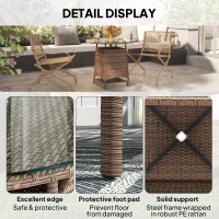 Outsunny 31.5" Outdoor Round Patio Table with Umbrella Hole, Bistro Coffee Table with Tempered Glass Top for Garden, Brown(m-7)