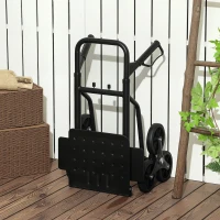 DURHAND 6-Wheels Stair Climber Trolley Cart, Hand Truck and Dolly, Foldable Steel Load Cart, 264lbs Capacity, Black(m-7)