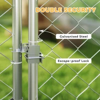 PawHut Outdoor Dog Run w/ Adjustable & Rotating Bowls, Waterproof UV-Resistant Cover, Secure Lock, 6.6' x 6.6' x 5.1'(m-5)