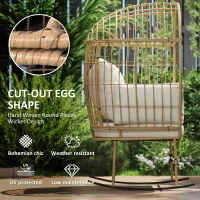 Outsunny Oversized Rocking Chair, Indoor Outdoor Egg Chair w/ Thickened Cushions, Wicker Patio Lounger for Porch, Balcony, Beige(m-7)