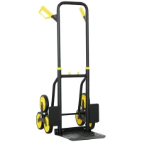 DURHAND 6-Wheels Stair Climber Trolley Cart, Hand Truck and Dolly, Foldable Steel Load Cart, 264lbs Capacity, Yellow(m-11)