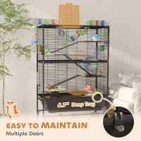 PawHut 5 Tier Hamster Cage, Rolling Rat Cage with Deep Tray, Storage Shelf, Big Exercise Wheel, Hut, Tube System(m-6)