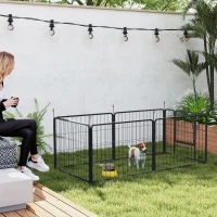 PawHut Heavy Duty Dog Playpen with Door for Small Dogs, 6 Panels, 23.5"H(m-9)