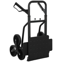 DURHAND 6-Wheels Stair Climber Trolley Cart, Hand Truck and Dolly, Foldable Steel Load Cart, 264lbs Capacity, Black(m-2)