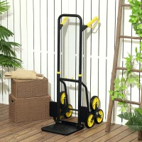 DURHAND 6-Wheels Stair Climber Trolley Cart, Hand Truck and Dolly, Foldable Steel Load Cart, 264lbs Capacity, Yellow(m-1)
