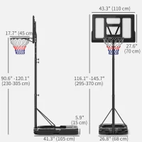 Soozier Basketball Hoop Outdoor, 7.5-10ft Portable Basketball Goal with Wheels and 43" Backboard, for Teenagers Youth Adults(m-3)