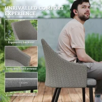 Outsunny 7 Piece Wicker Patio Furniture Set with Cushions, Umbrella Hole, Slatted Table Top, for Backyard, Porch, Garden, Balcony(m-5)