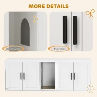 PawHut Cat Litter Box Enclosure with Double Room, Scratching Board for 2 Cats, 57" x 19" x 20", White(m-9)