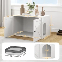 PawHut Cat Litter Box Enclosure with Barn Door, Cat Hole, 31.5" x 21" x 20", White(m-3)