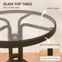 Outsunny 3 Pieces Patio Bistro Set, 2 Stackable Chairs with Tempered Glass Table, for Outdoor, Garden Backyard Porch, Dark Brown(m-6)