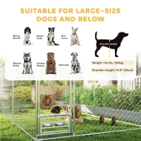 PawHut Outdoor Dog Kennel w/ Adjustable & Rotatable Bowl Rack, Waterproof UV-Resistant Cover, Secure Lock, 19.7' x 7.5' x 7.5'(m-9)