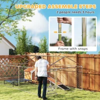 PawHut Outdoor Dog Run w/ Adjustable & Rotating Bowls, Waterproof UV-Resistant Cover, Secure Lock, 13.1' x 7.5' x 5.2'(m-6)