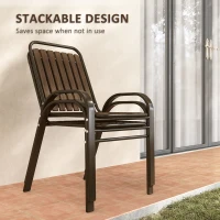 Outsunny 3 Pieces Patio Bistro Set, 2 Stackable Chairs with Tempered Glass Table, for Outdoor, Garden Backyard Porch, Dark Brown(m-5)