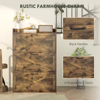HOMCOM Narrow Shoe Storage Cabinet Farmhouse Shoe Cabinet with 3 Flip Drawers Adjustable Shelves for Entryway Rustic Brown(m-6)