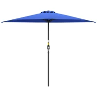 Outsunny 9ft Half Round Umbrella Outdoor Patio Garden Balcony Parasol Window Sun Shade w/ 5 Ribs, Deep Blue(m-2)