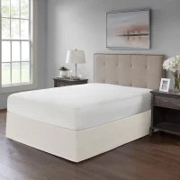 26" Drop Wrap-Around Adjustable Bed Skirt with Non-Skid Backing, Hidden Fabric Band, One Size Fits All, 236" L x 6" W x 0.13" H, Ivory(m-1)