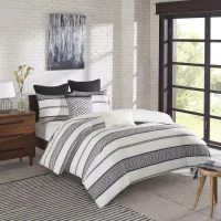 100% Cotton Quilted Euro Sham with Embroidery, Hidden Zipper, Farmhouse Machine Washable Pillowcase, 26" L x 26" W x 0.25" H, Black(m-4)