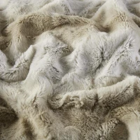 Luxuriously Soft Oversized Faux Fur Throw Blanket with Faux Mink Reverse, Machine Washable, OEKO-TEX Certified, 70" L x 60" W x 0.25" H, Sand(m-7)