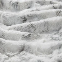 Machine Washable Oversized Faux Fur Throw with Marble Print, Luxuriously Soft Blanket with Faux Mink Reverse, 70" L x 60" W x 0.25" H, Gray(m-6)