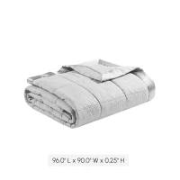 Luxurious Hypoallergenic Down Alternative Blanket with Satin Trim, OEKO-TEX Certified, Machine Washable, 96" L x 90" W x 0.25" H, Gray(m-3)