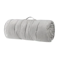 Lightweight Poly Chenille Floor Pillow Cushion with Tufted Detailing, Travel Wrap, Versatile Long Lounger for Relaxing, 74" L x 27" W x 3" H, Gray(m-8)